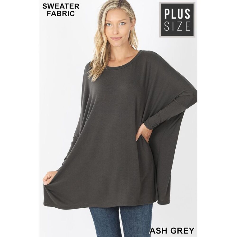World of Leggings Oversized Round Neck Poncho Plus Size Sweater
